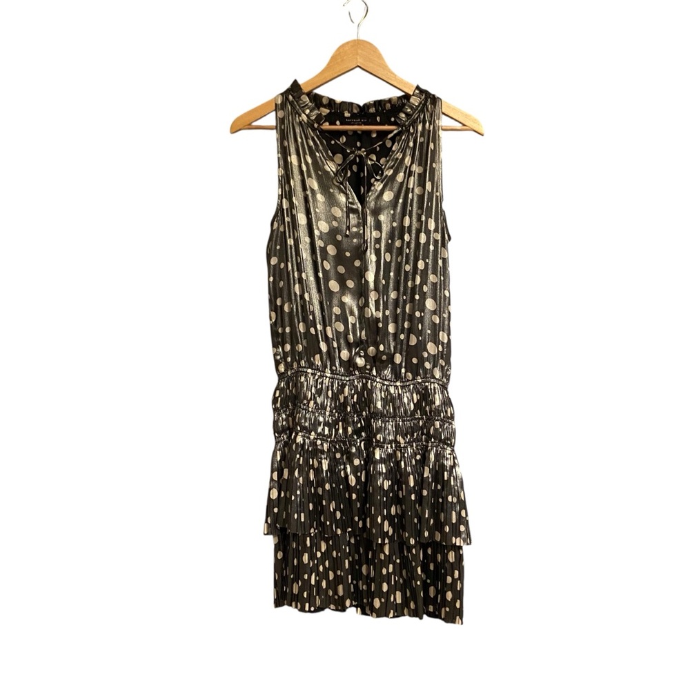Current Air Black and Gold metallic Polka Dot Mini Dress